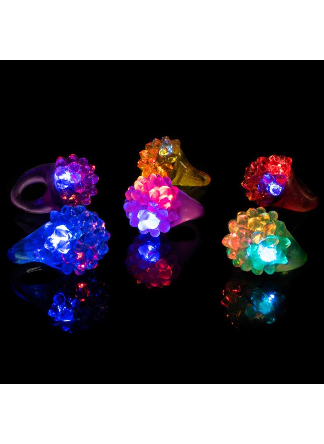 Super Z Outlet Flashing Colorful LED Light Up Bumpy Jelly Rubber Rings Finger Toys for Parties, Event Favors, Raves, Concert Shows, Gifts (18 Pack)