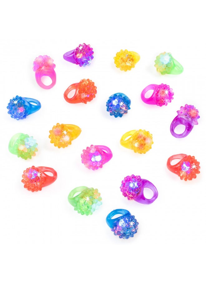 Super Z Outlet Flashing Colorful LED Light Up Bumpy Jelly Rubber Rings Finger Toys for Parties, Event Favors, Raves, Concert Shows, Gifts (18 Pack)