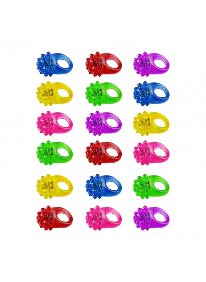 Super Z Outlet Flashing Colorful LED Light Up Bumpy Jelly Rubber Rings Finger Toys for Parties, Event Favors, Raves, Concert Shows, Gifts (18 Pack)