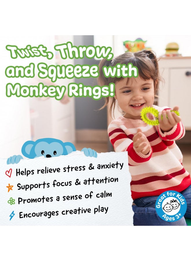 IMPRESA Spiky Sensory Rings from The Original Monkey Noodle - 3 Pack - Fidget Bracelet Toys for Kids with Unique Needs - Fosters Creativity, Focus, & Fun-Great for Classrooms, Home & Playtime Age 3+