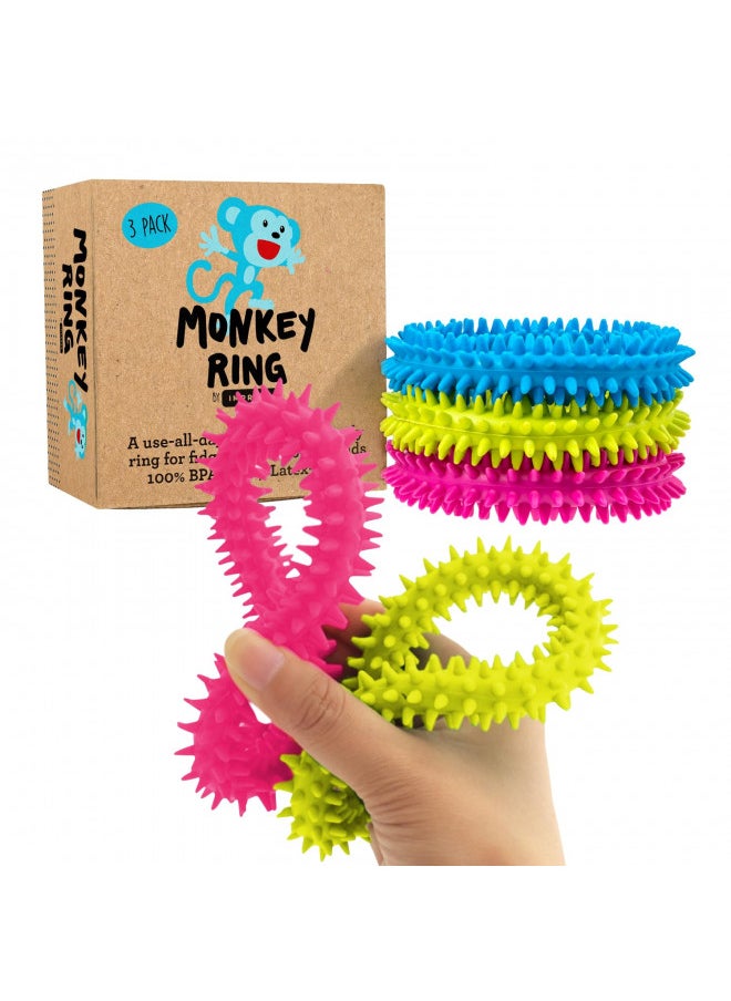 IMPRESA Spiky Sensory Rings from The Original Monkey Noodle - 3 Pack - Fidget Bracelet Toys for Kids with Unique Needs - Fosters Creativity, Focus, & Fun-Great for Classrooms, Home & Playtime Age 3+