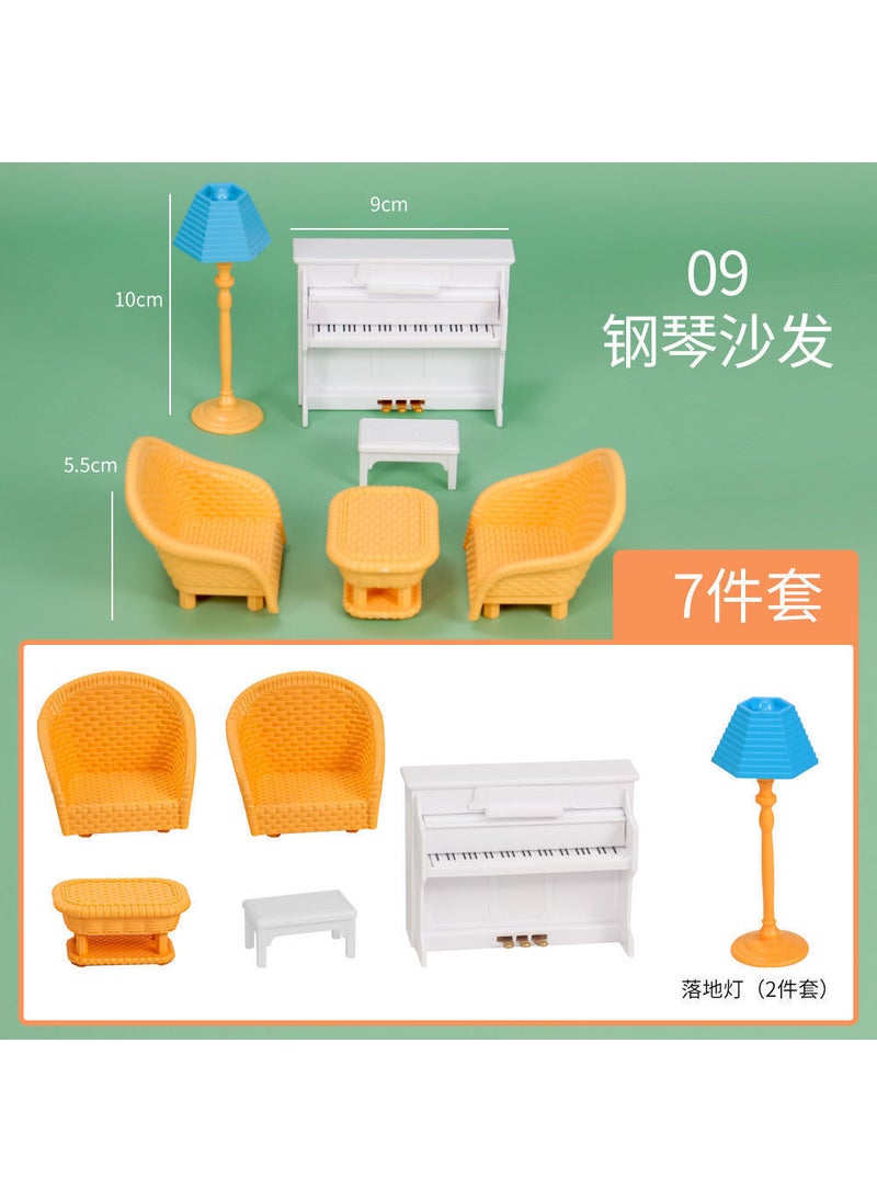 Kids Miniature Furniture Playset Kitchen Toys Piano Sofa 09B