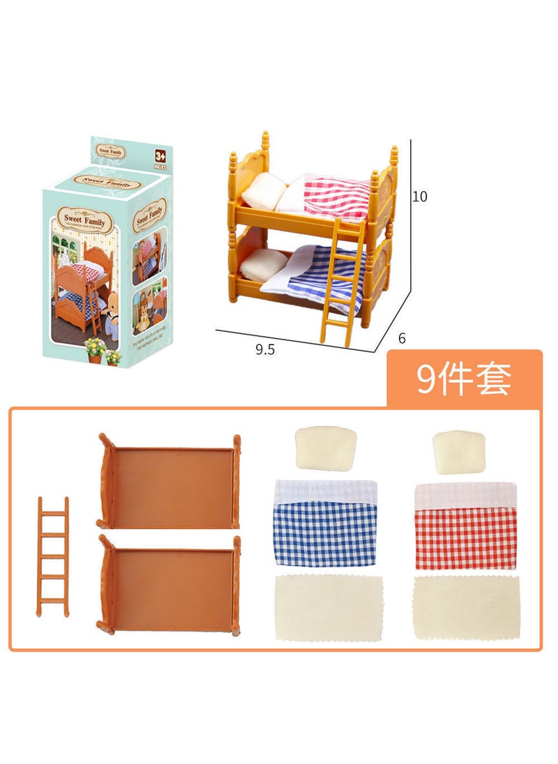 Kids Miniature Furniture Playset Kitchen Toys Double bed 02B