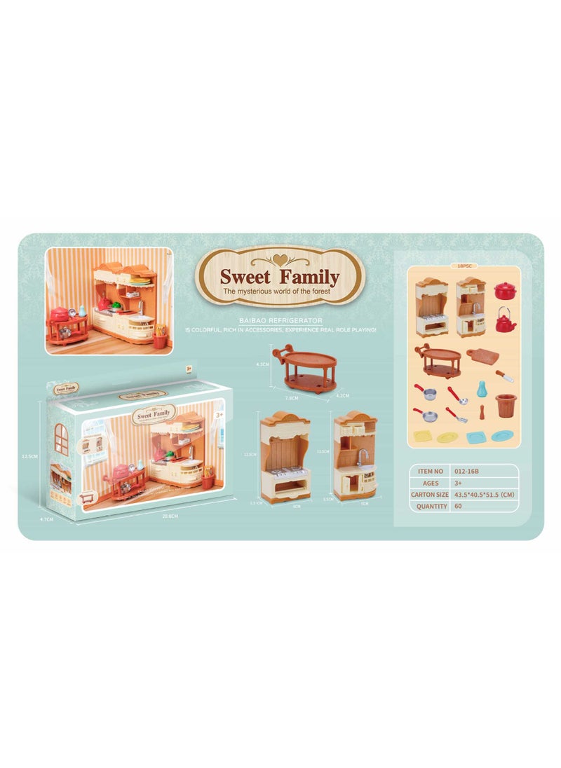 Kids Miniature Furniture Playset Kitchen Toys Kitchen Stove/Dishwasher/Trolley Set 16B