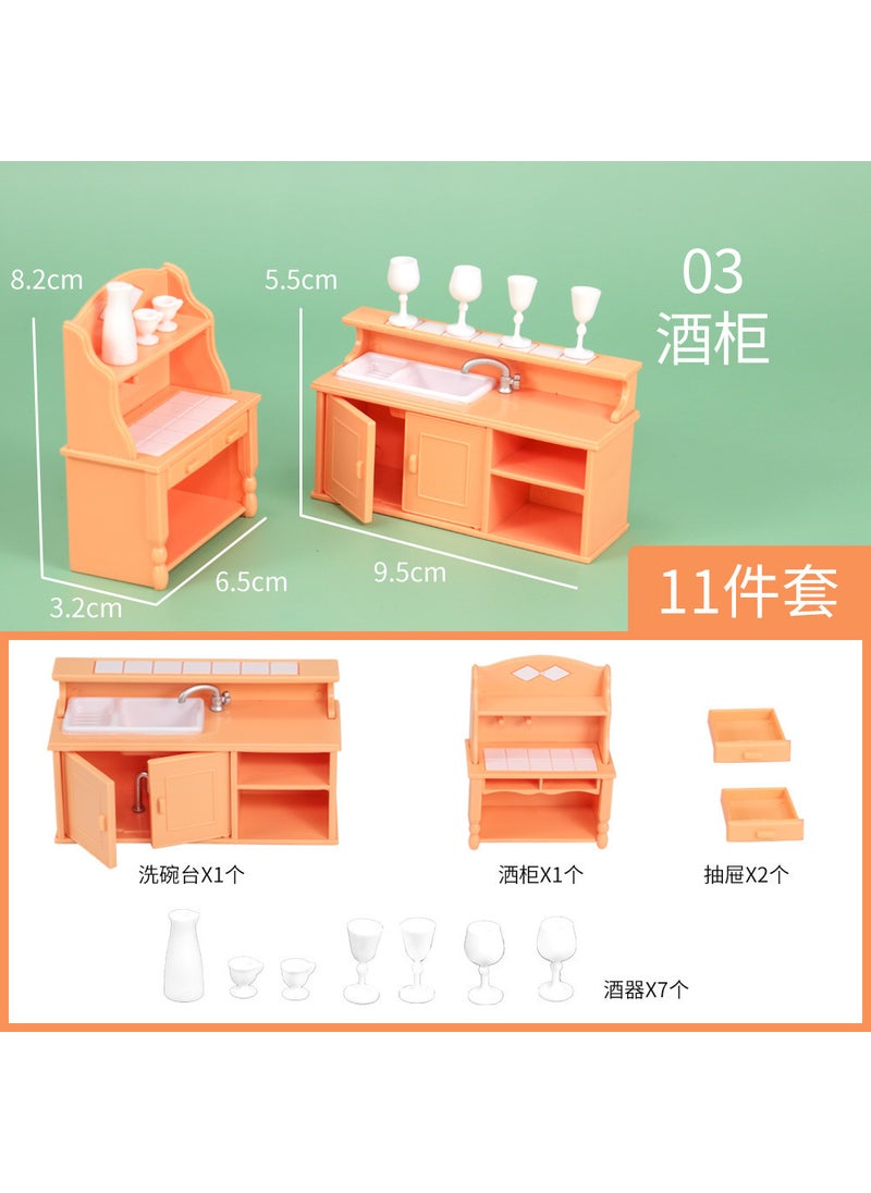 Kids Miniature Furniture Playset Kitchen Toys Cup Cabinet 03B