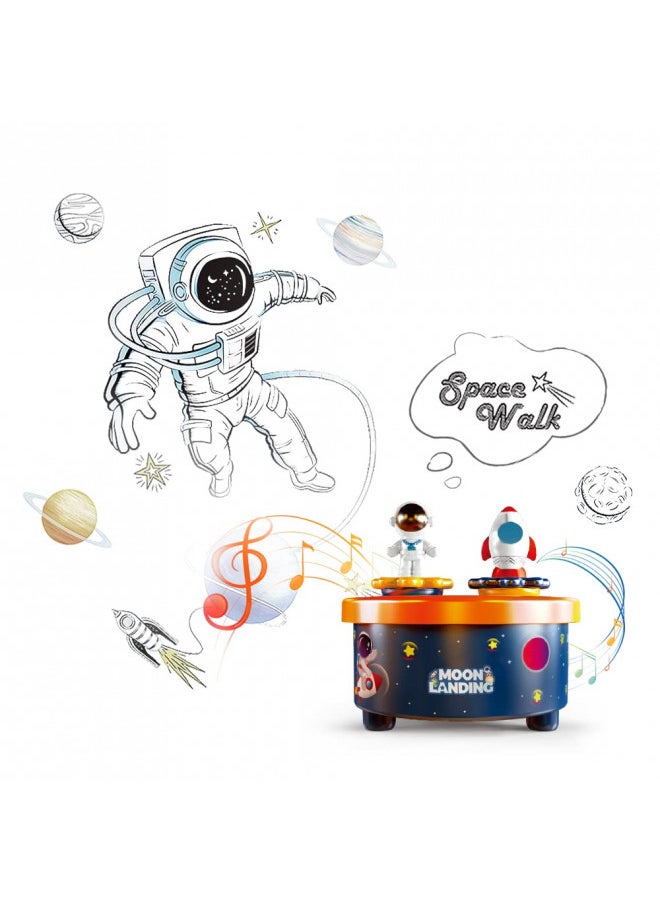 WEofferwhatYOUwant Moon Landing Music Box Theme Cake Topper with Astronaut and Spaceship Dancing Figures and Fly Me to The Moon Melody