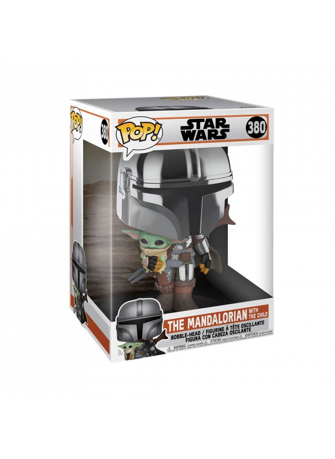 Pop! Star Wars: The Mandalorian - 10 Inch Chrome Mandalorian with The Child Vinyl Action Figure