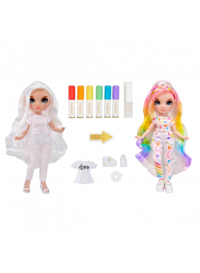 Rainbow High Color & Create Fashion DIY Doll with Washable Rainbow Markers, Blue Eyes, Straight Hair, Bonus Top & Shoes. Color, Create, Play, Rinse and Repeat. Creative 4-12+