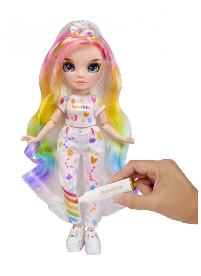 Rainbow High Color & Create Fashion DIY Doll with Washable Rainbow Markers, Blue Eyes, Straight Hair, Bonus Top & Shoes. Color, Create, Play, Rinse and Repeat. Creative 4-12+