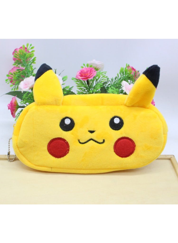 1 x 5 pcs Korean Totoro Plush Pencil Case Cartoon Stationery Yellow Pikachu