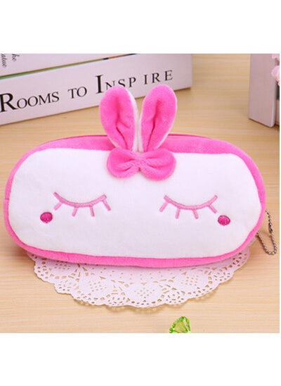 1 x 5 pcs Korean Totoro Plush Pencil Case Cartoon Stationery Pink Bow Tie Rabbit