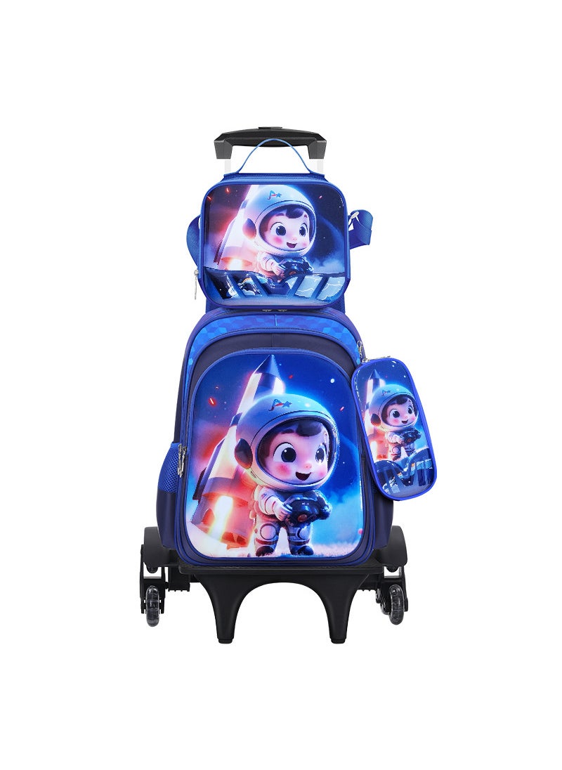 Kids Cartoon Backpack With Pencil Case Rocket spaceman-no trolley