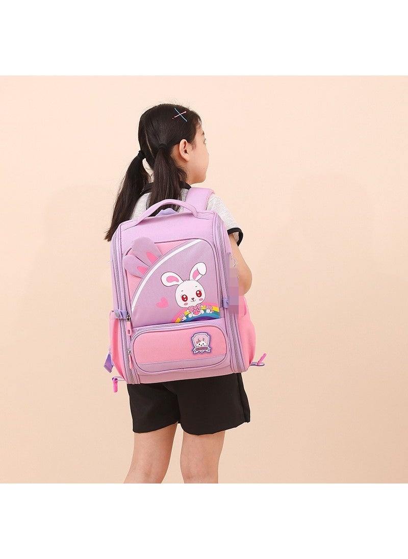 New Cute Cartoon Trolley Schoolbag Large Capacity 2-5 Grades Detachable Purple Single Schoolbag