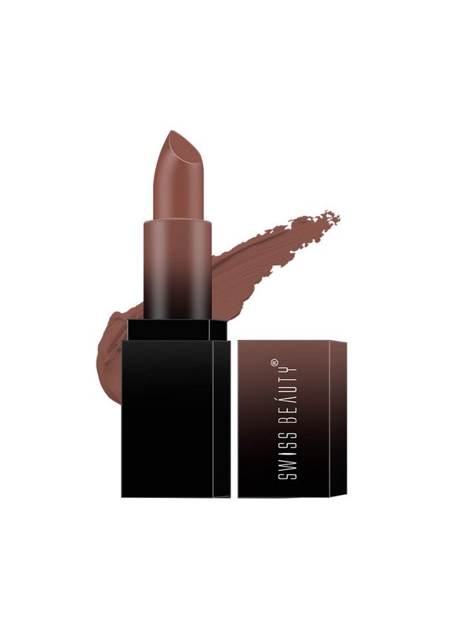 Hd Matte Pigmented Smudge Proof Lipstick | Creamy Matte Long Stay Lipstick | Cute Nude, 3.4G