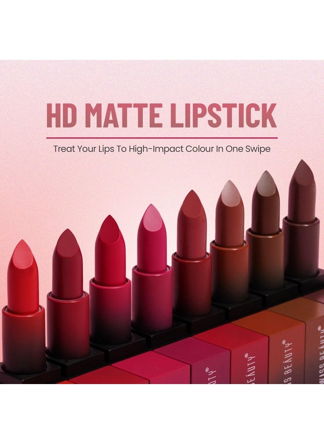 Hd Matte Pigmented Smudge Proof Lipstick | Creamy Matte Long Stay Lipstick | Cute Nude, 3.4G