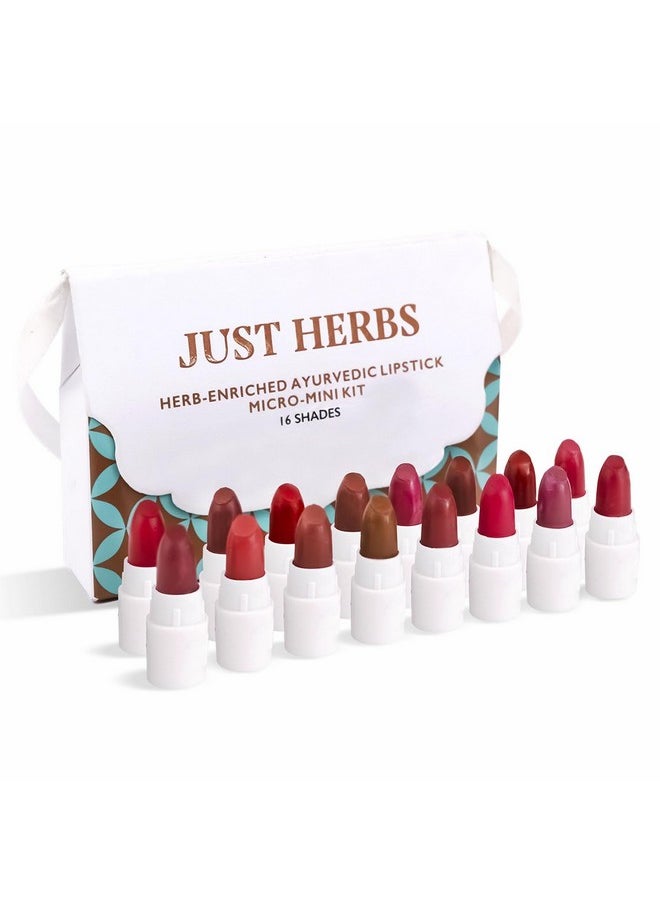 Ayurvedic Creamy Matte Micro Mini Lipstick Kit Lip Hydrating & Moisturizing, Lipsticks For Women Suitable All Indian Tones (Pack Of 16)