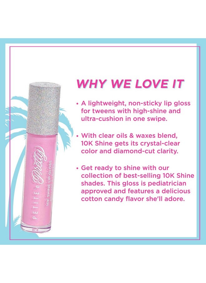 10K Shine Lip Gloss For Girls (Gia Pink) - Makeup For Kids, Tweens, Teens - High Shine, Soft, Hydrating, Lightweight, Made In The Usa