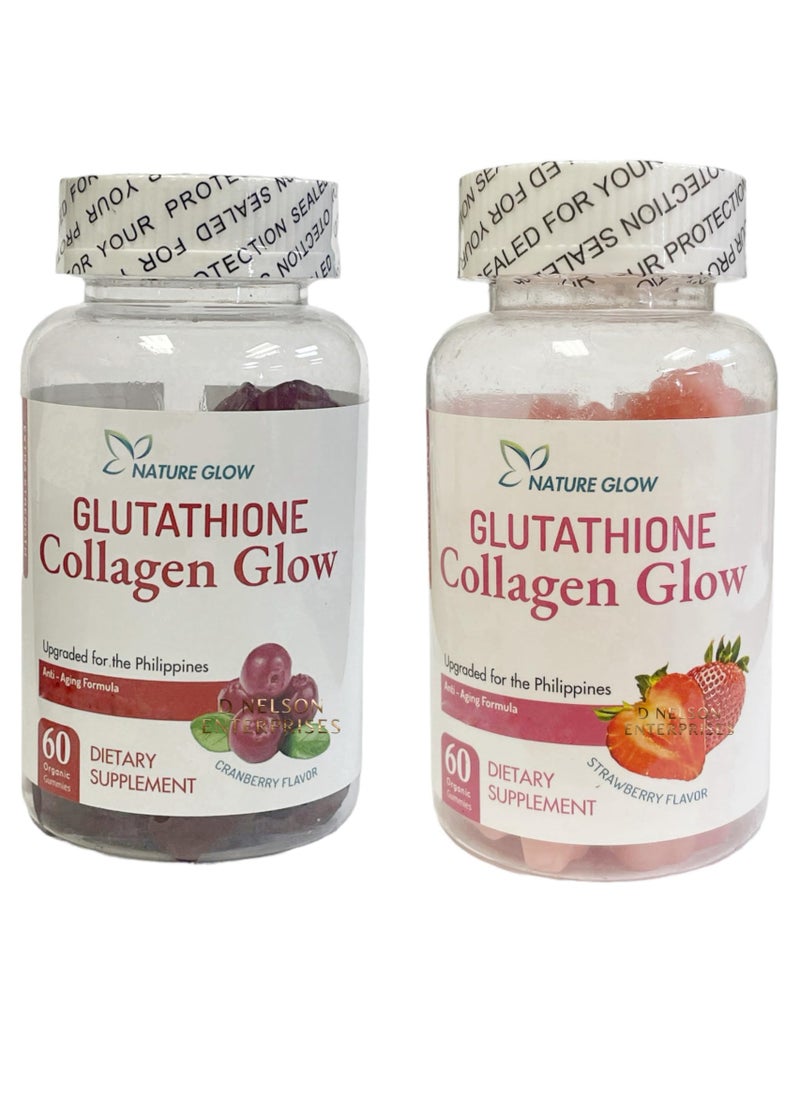 Glutathione Collagen Glow Gummies Strawberry and Cranberry Pack of 2