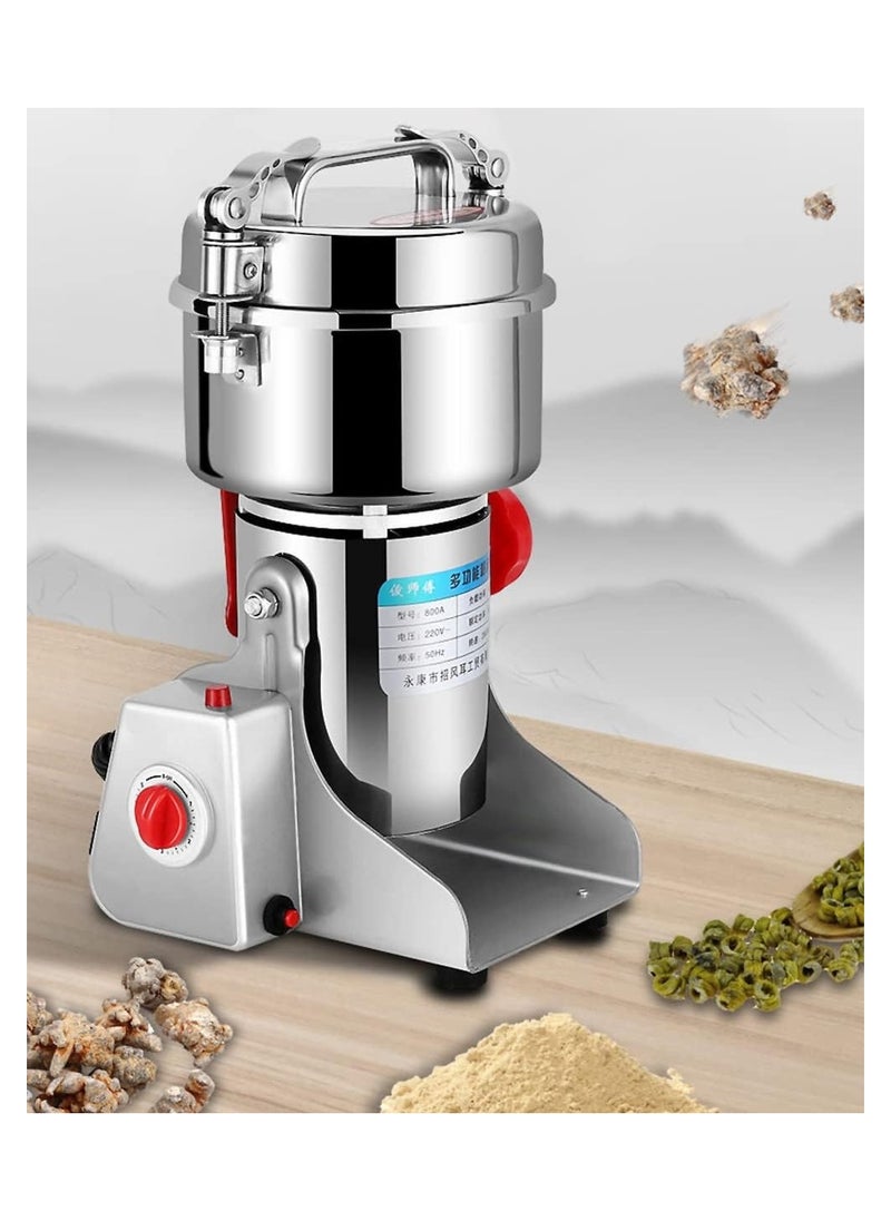 Grain Mill Grinder Electric 800g Commercial Spice Grinder 3800W High Power Spice Mill Stainless Steel Pulverizer Dry Grinder Grinding Machine For Household/Resturant/Hotel