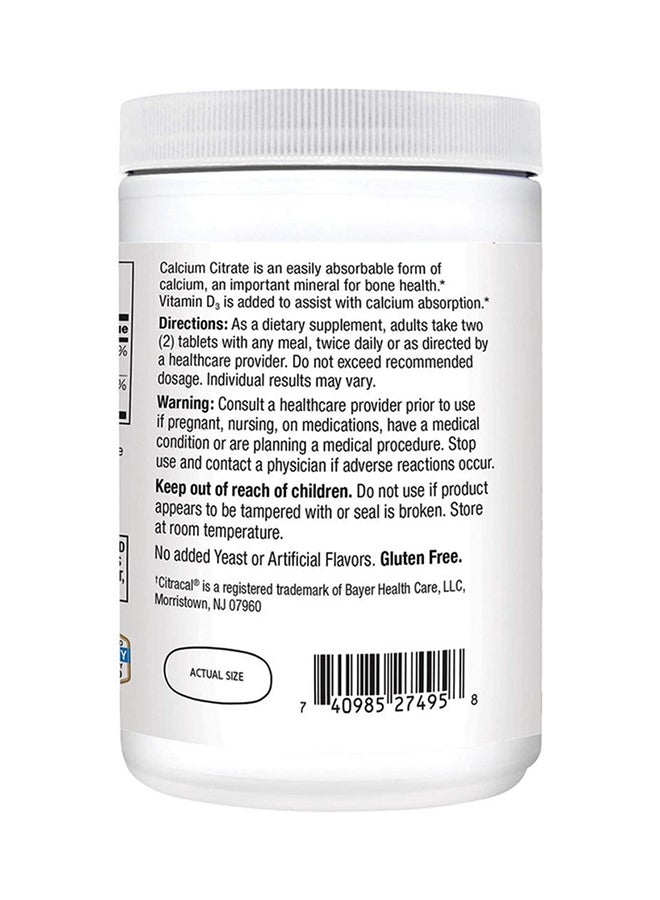 Calcium Citrate Maximum + D3 Dietary Supplement - 75 Tablets