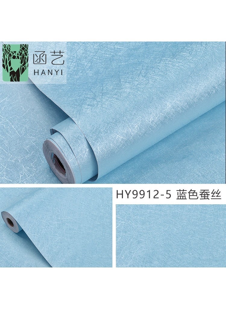 Factory Direct Wallpaper Solid Color Self-adhesive Wall Cloth Wallpaper Simple Light Luxury Plain Color Wallpaper Instant Paste Thickened 9912-5 Blue Silk -0.45*10 m