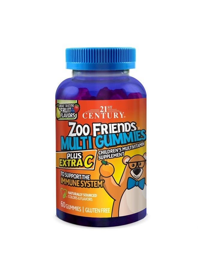 Zoo Friends Multi Gummies Plus Extra C, Fruit Flavors , 60 Count