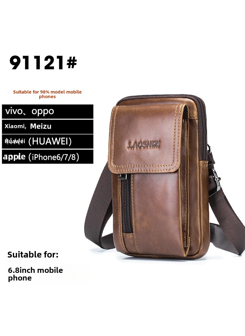 Genuine Leather Belt Pouch for Men 91121 Brown