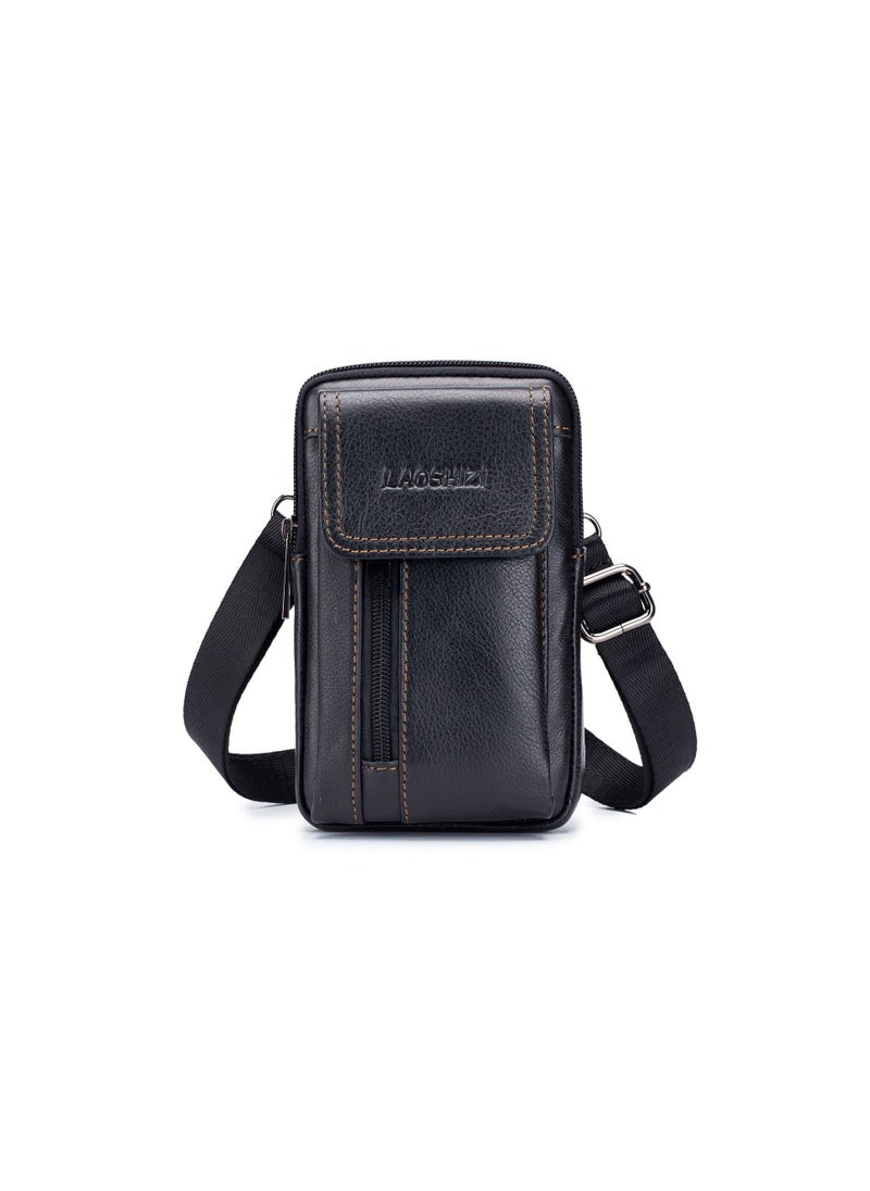 Genuine Leather Belt Pouch for Men 91121 Black