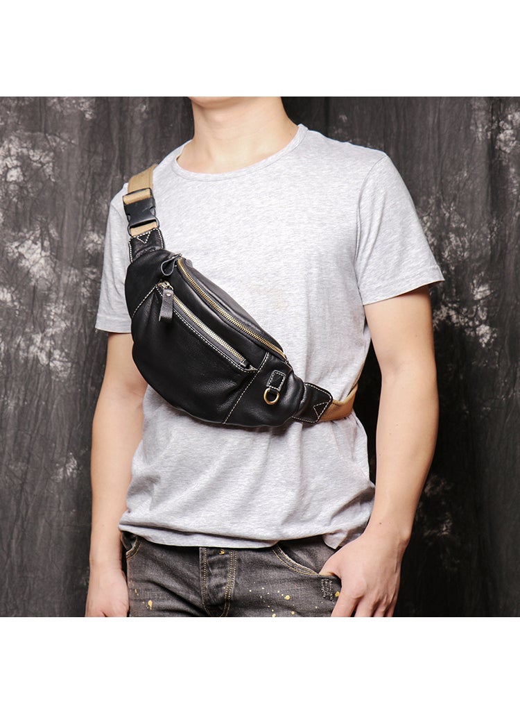 Casual Fashion Soft Leather Shoulder Bag Black