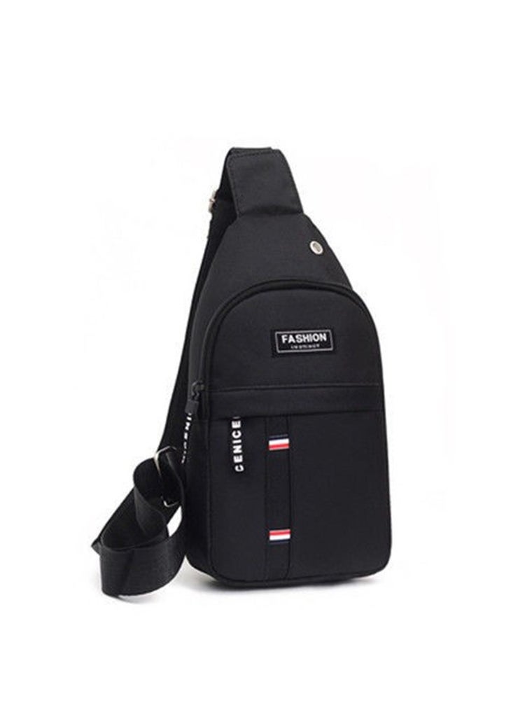 Chest Bag Crossbody Bag Mens Small Bag Trendy Solid Color Mobile Phone Waist Bag Single Shoulder Bag Trendy Business 2023 New Work Satchel Black