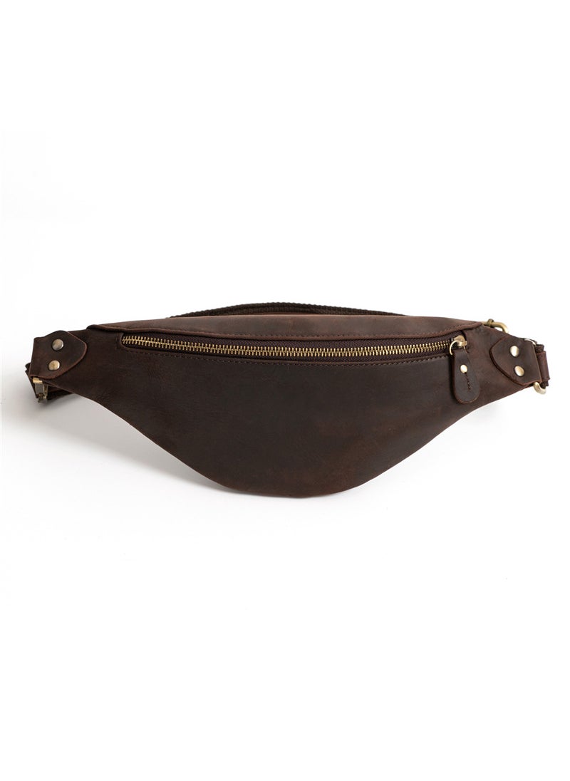 2021 Mens Leather Belt Bag Fashion Chest Sling Coffee