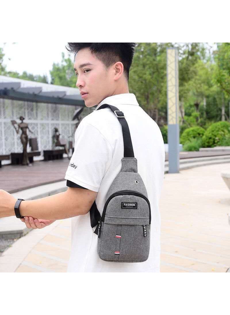 Chest Bag Crossbody Bag Mens Small Bag Trendy Solid Color Mobile Phone Waist Bag Single Shoulder Bag Trendy Business 2023 New Work Satchel Light gray