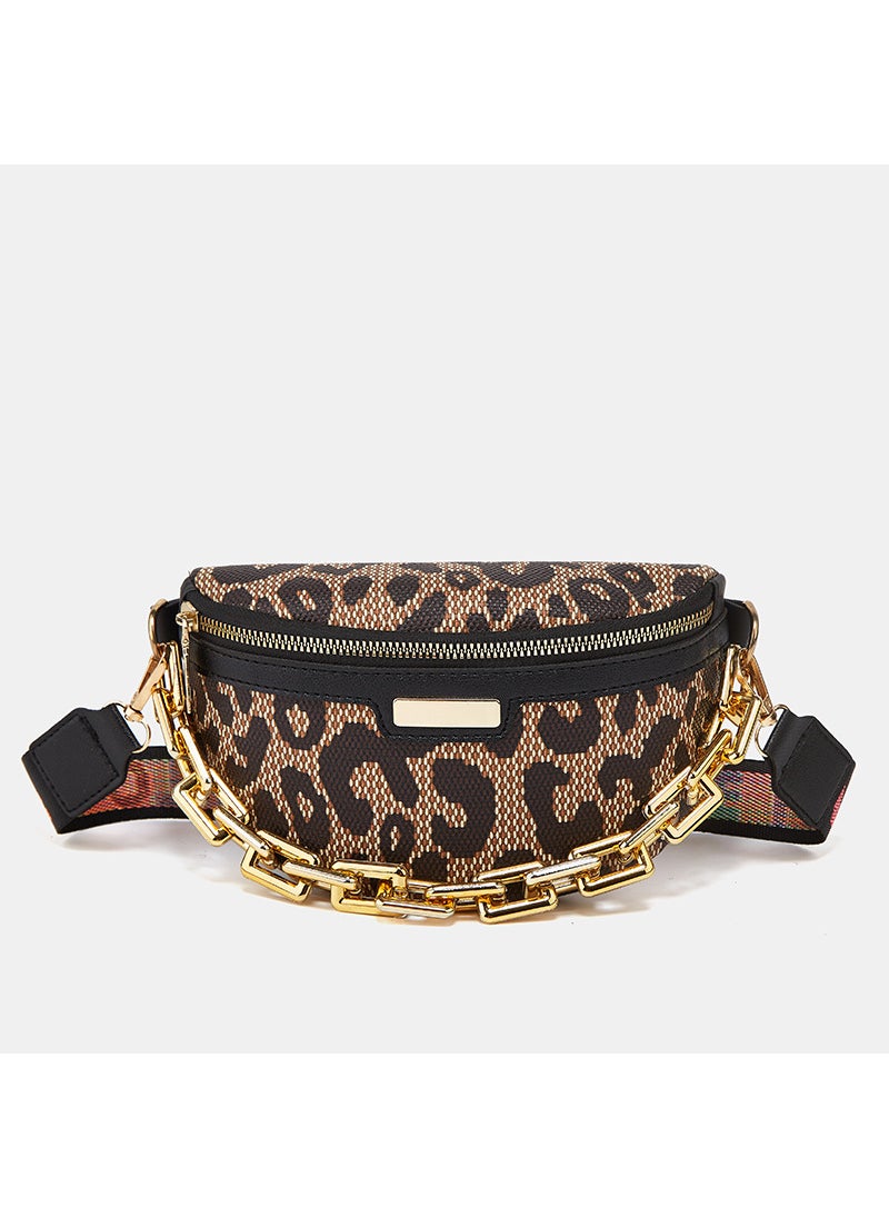 1 x 5 pcs 2023 Fashion Leopard Print Womens Sling Waist Bag Brown