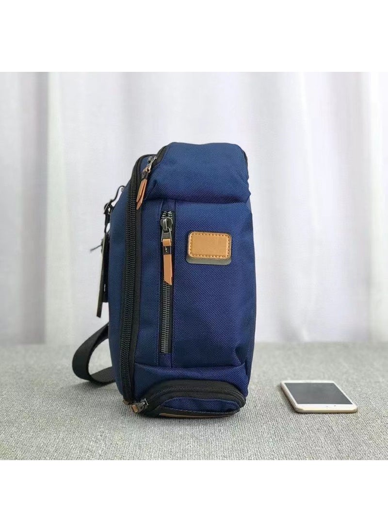 Mens Casual Tactical Sling Chest Bag 232399D Blue with orange peel
