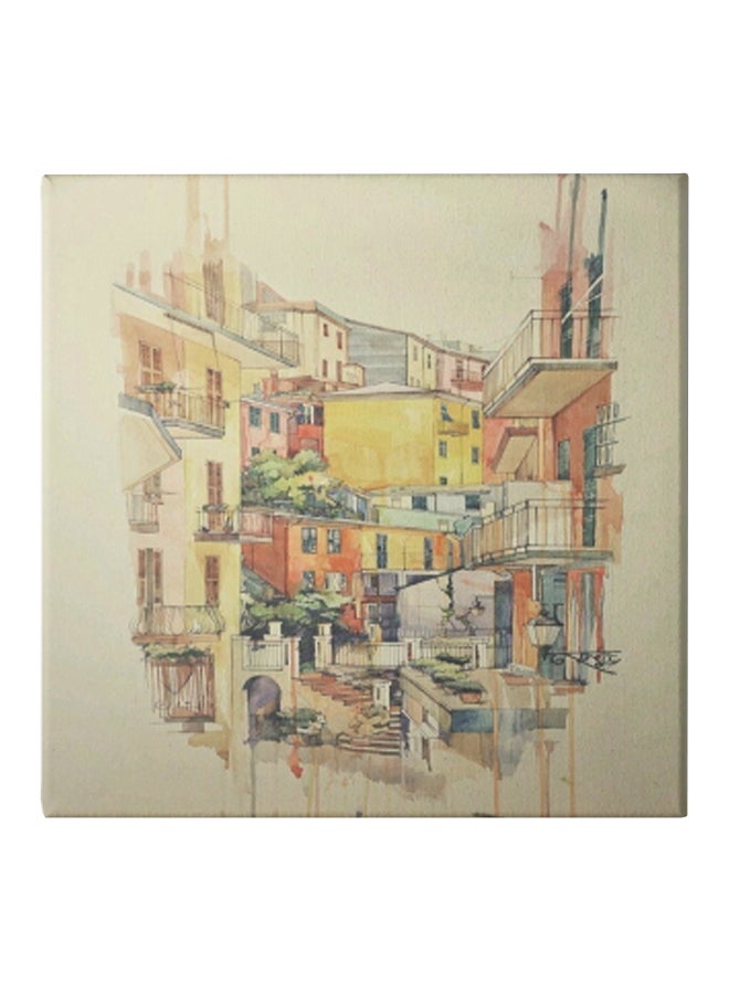 City Themed Canvas Wall Painting With Hidden Frame Multicolour 30 x 30cm