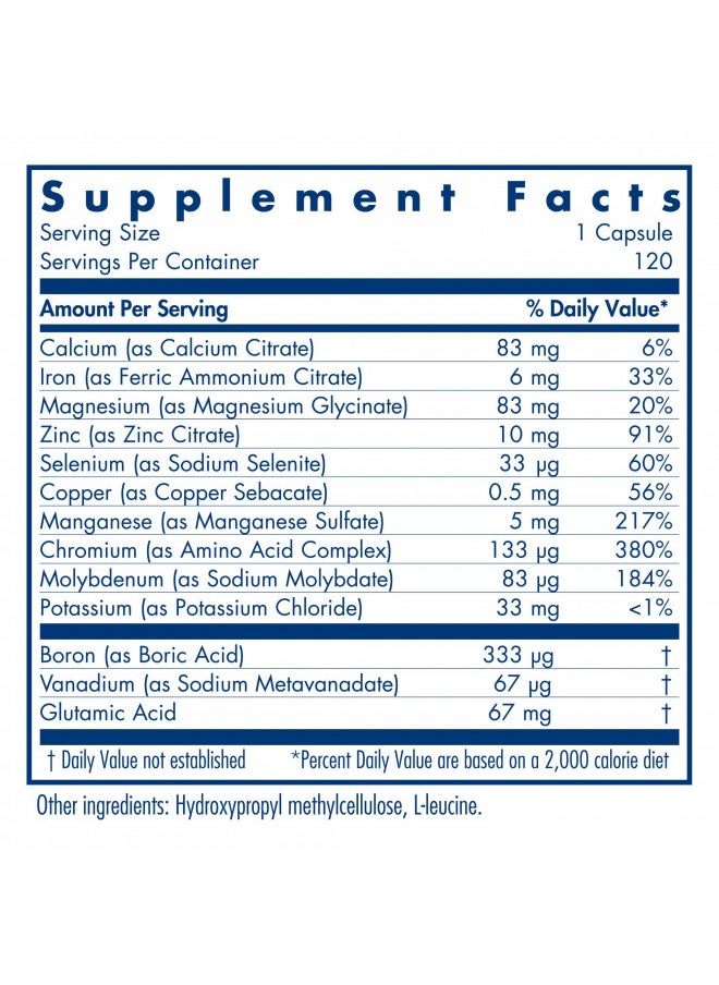 Allergy Research Group MultiMin - Multi Minerals Supplement for Men and Women, Trace Minerals, Mineral Complex, Boron, Iron, Magnesium - 120 Count