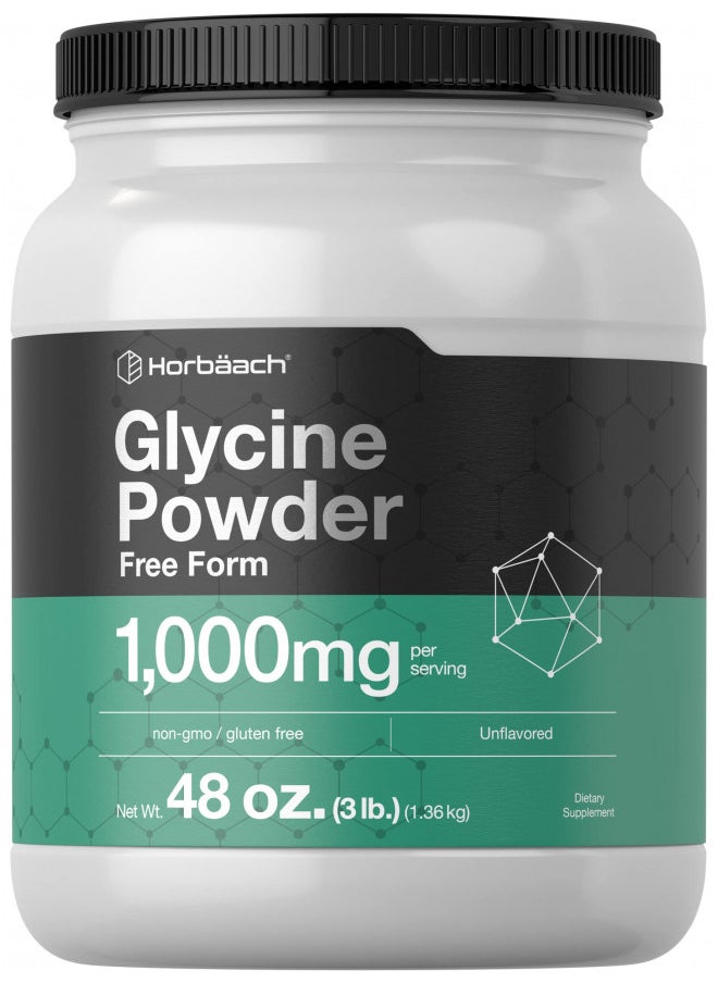 Glycine Powder 3 lbs | Free Form Supplement | Unflavored Powder | Vegetarian, Non-GMO, Gluten Free | by Horbaach