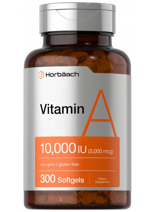 Vitamin A 10000 IU Softgels | 300 Count | Non-GMO, Gluten Free Supplement | by Horbaach