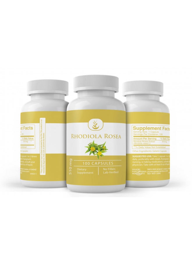 PURE ORIGINAL INGREDIENTS Rhodiola Rosea (100 Capsules) Always Pure, No Additives Or Fillers, Lab Verified