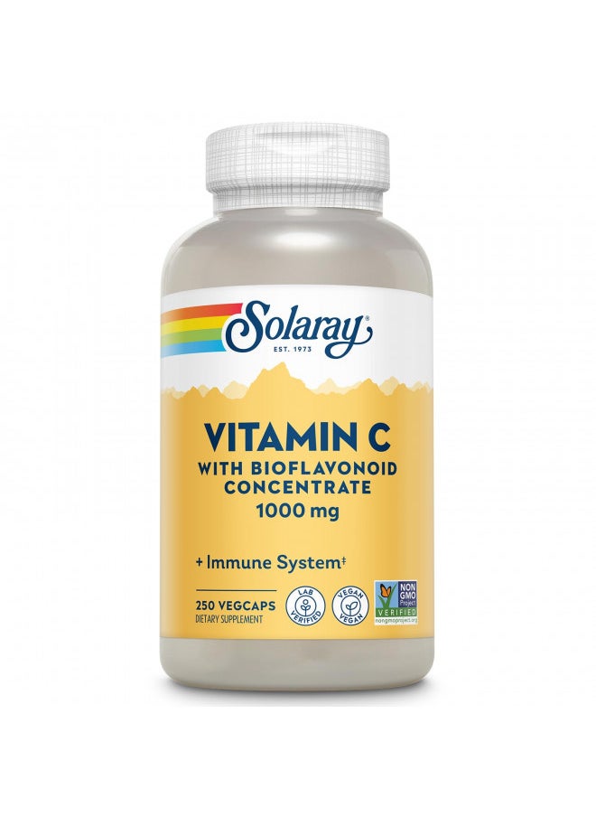 SOLARAY Vitamin C w/Rose Hips, Acerola & Bioflavonoids, 1000mg, Supports Immune Function & Healthier Skin, Hair, Nails, Non-GMO, Vegan, 250 CT