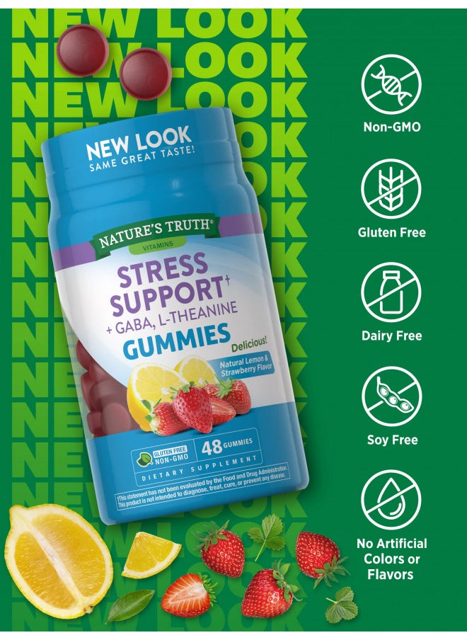 Stress Away Gummies | 48 count | with Gaba and L Theanine | Non GMO, Gluten Free Stress Relief Supplement | Lemon Strawberry Flavor | by Nature's Truth