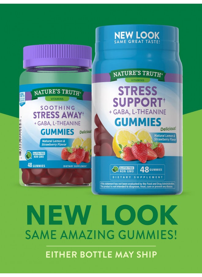 Stress Away Gummies | 48 count | with Gaba and L Theanine | Non GMO, Gluten Free Stress Relief Supplement | Lemon Strawberry Flavor | by Nature's Truth