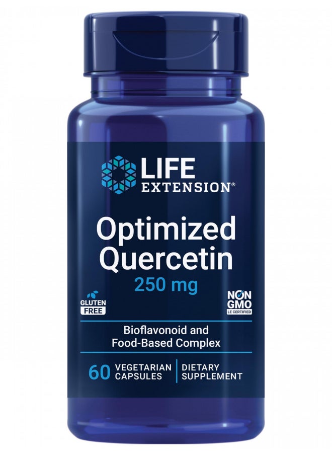 Life Extension Optimized Quercetin 250 mg - For Heart, Blood Pressure & Vascular Health - Non-GMO, Gluten Free - with vitamin C and Camu-Camu Extract - 60 Vegetarian Capsules