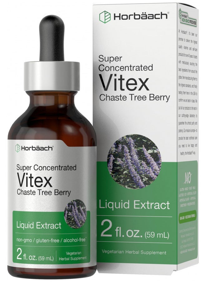 Vitex Berry Chasteberry Extract | 2 fl oz | Super Concentrated | Alcohol Free Chaste Tree Berry Supplement | Vegetarian, Non-GMO, Gluten Free | by Horbaach