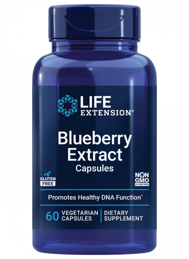 Life Extension Blueberry Extract Capsules - Whole Fruit Wild Blueberry Extract Supplement Pills- For Brain Health Support - Non-GMO, Gluten-Free ,Vegetarian - 60 Capsules