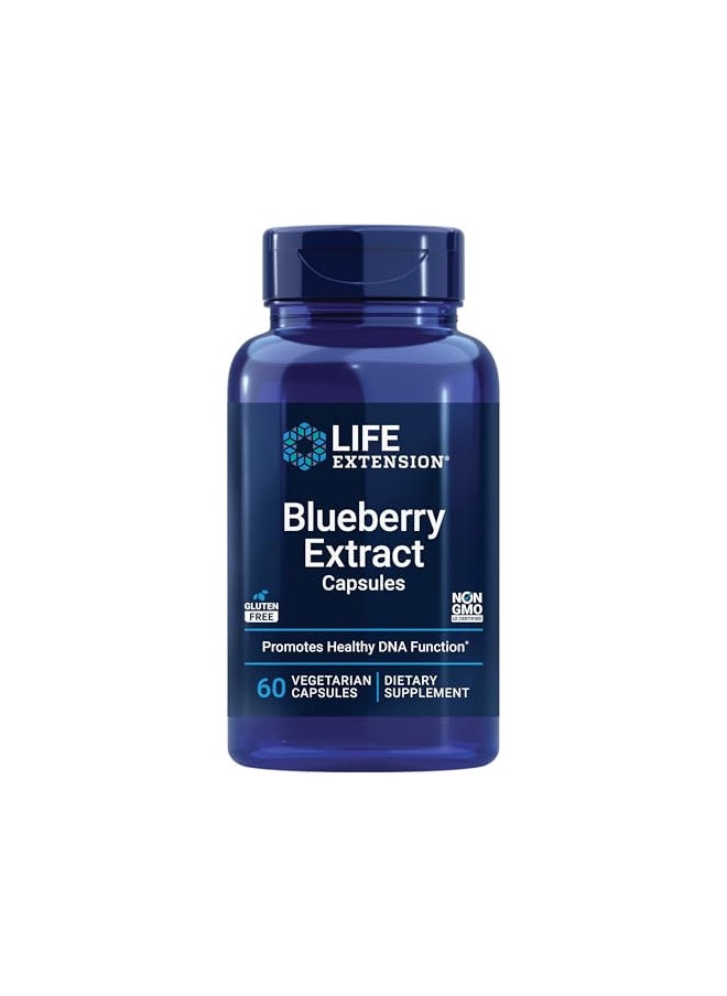 Life Extension Blueberry Extract Capsules - Whole Fruit Wild Blueberry Extract Supplement Pills- For Brain Health Support - Non-GMO, Gluten-Free ,Vegetarian - 60 Capsules