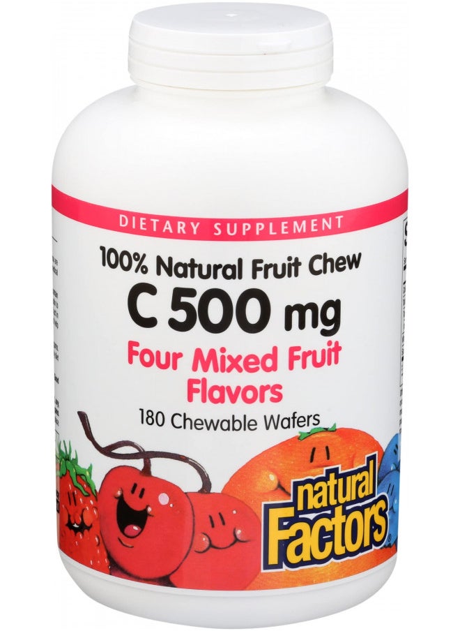 Natural Factors - Vitamin C 500mg, 100% Natural Fruit Chew, Mixed Fruit, 180 Chewable Wafers