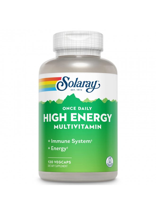 SOLARAY High Energy Multivitamin, No Iron, 1/Day, Timed-Release Formula, Whole Food & Herb Base 120 VegCaps