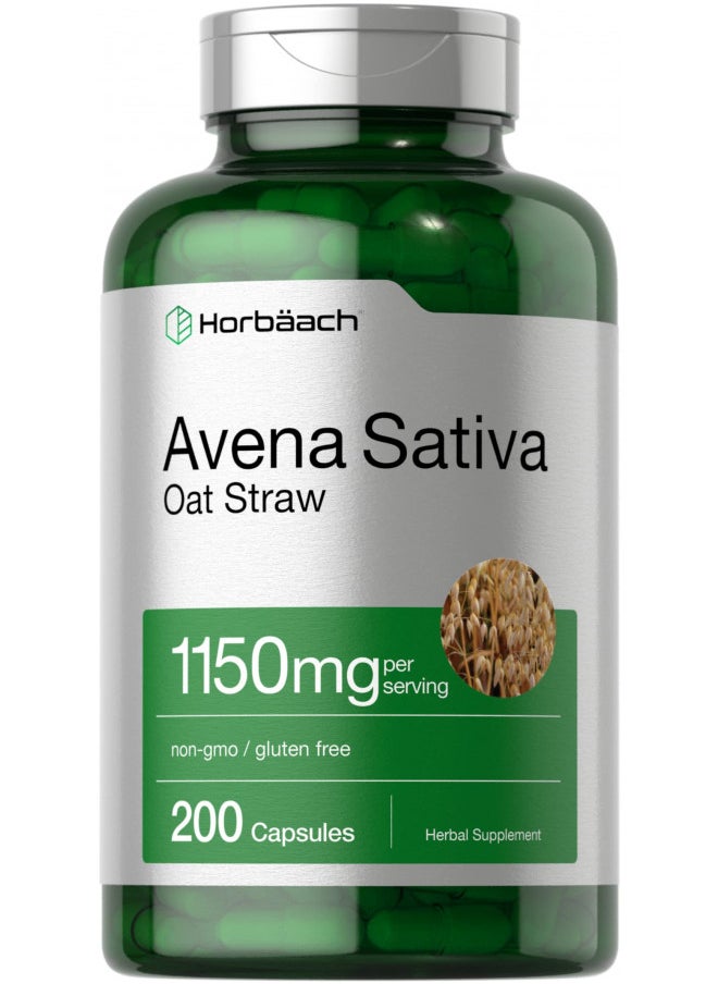 Avena Sativa Extract 1150 mg | 200 Capsules | Oat Straw Extract | Non-GMO, Gluten Free | by Horbaach