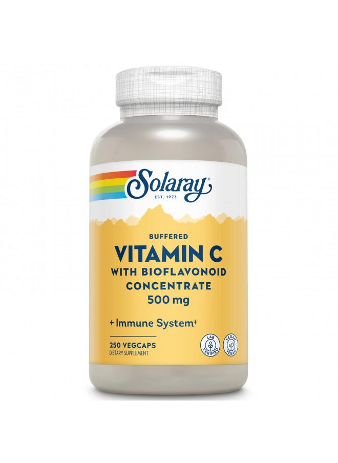 Solaray Buffered Vitamin C 500mg - with Bioflavonoids, Rose HIPS and Acerola Cherry - Immune Support Supplement - Easy to Digest, Vegan, Lab Verified, 60-Day Guarantee - 250 Servings, 250 VegCaps